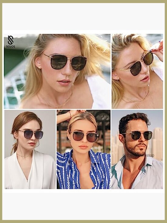 Retro Aviator Polarized Sunglasses, Square Frame, UV400 Protection main image 7